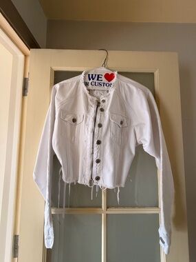 Distressed White Jean Jacket